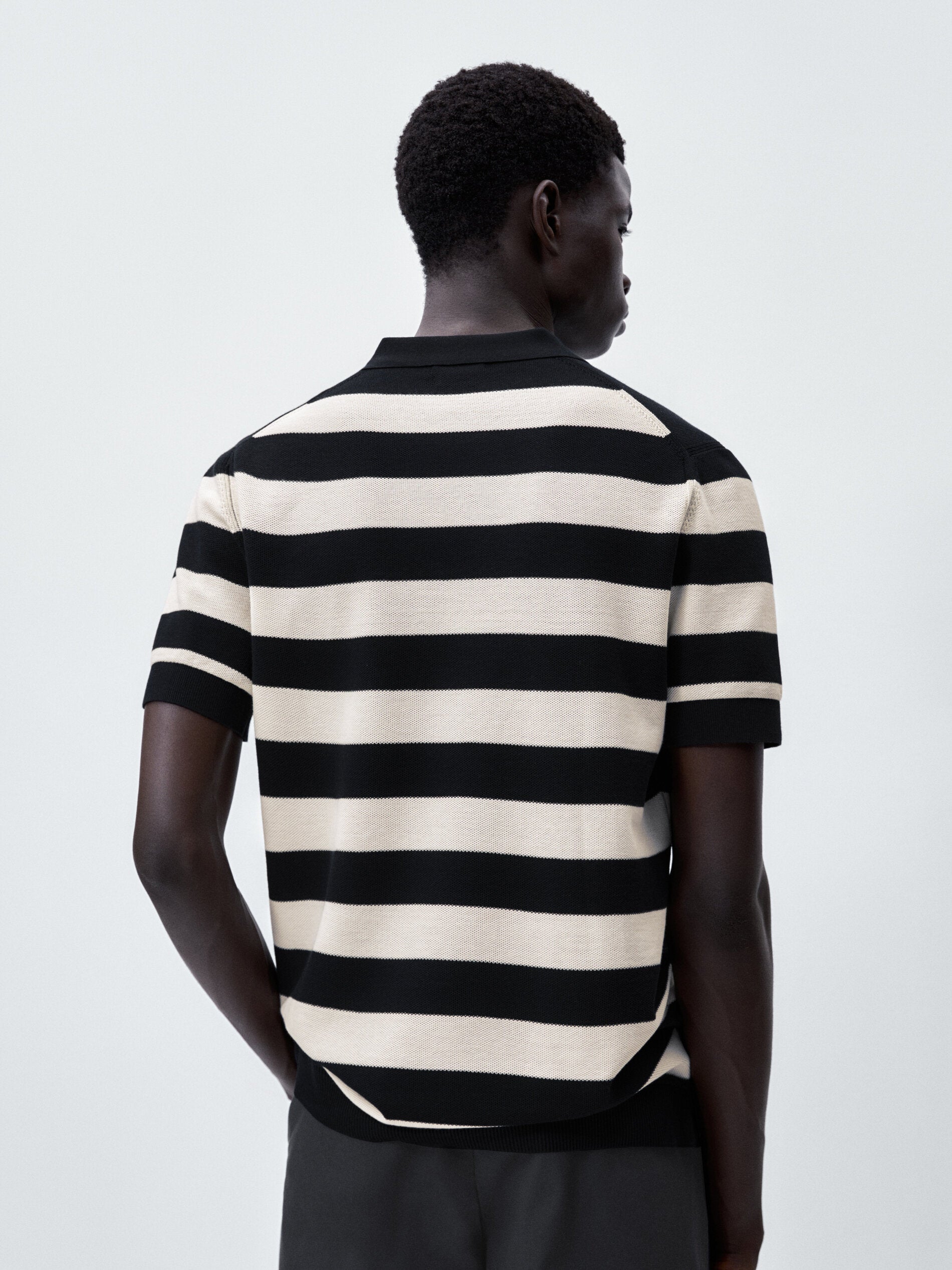 Black & White Striped Polo